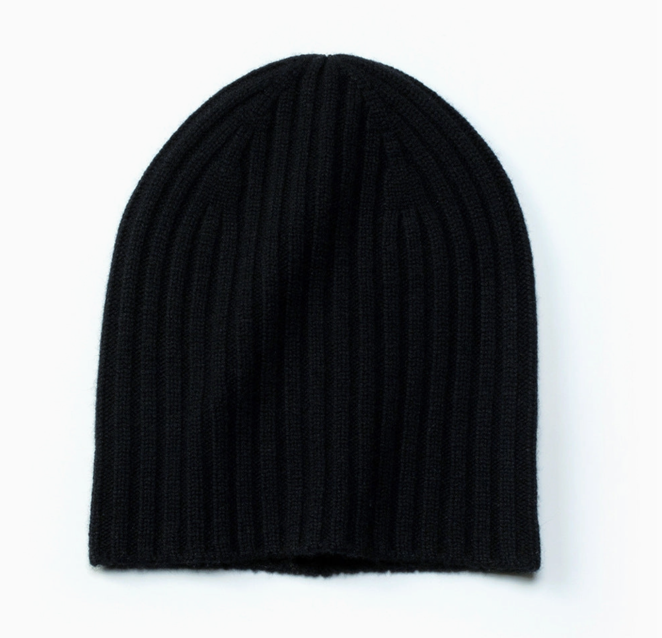 Ribbed Cashmere Beanie - Black