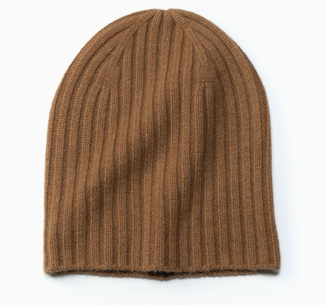 Ribbed Cashmere Beanie - Caramel