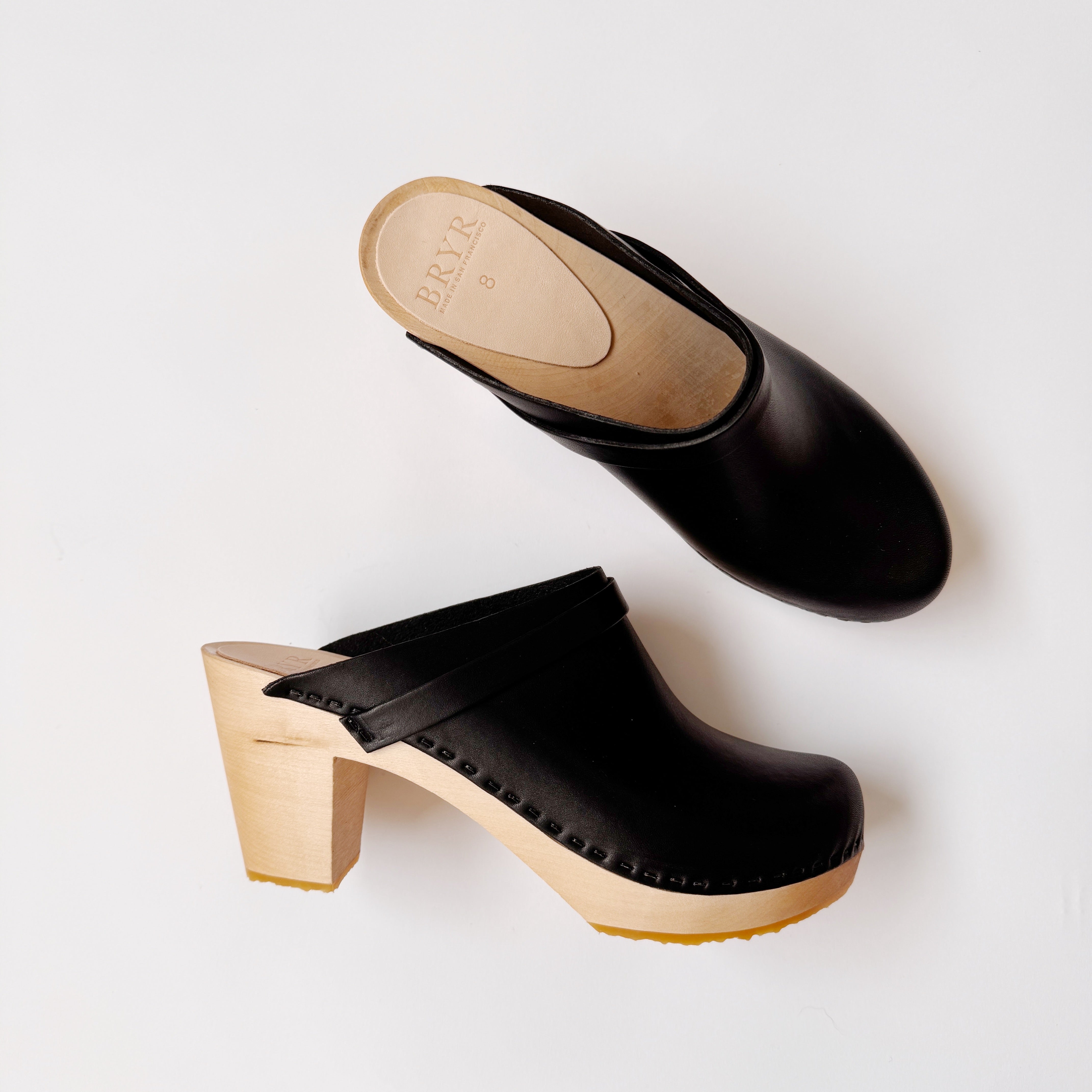 Kat Clog in Black leather