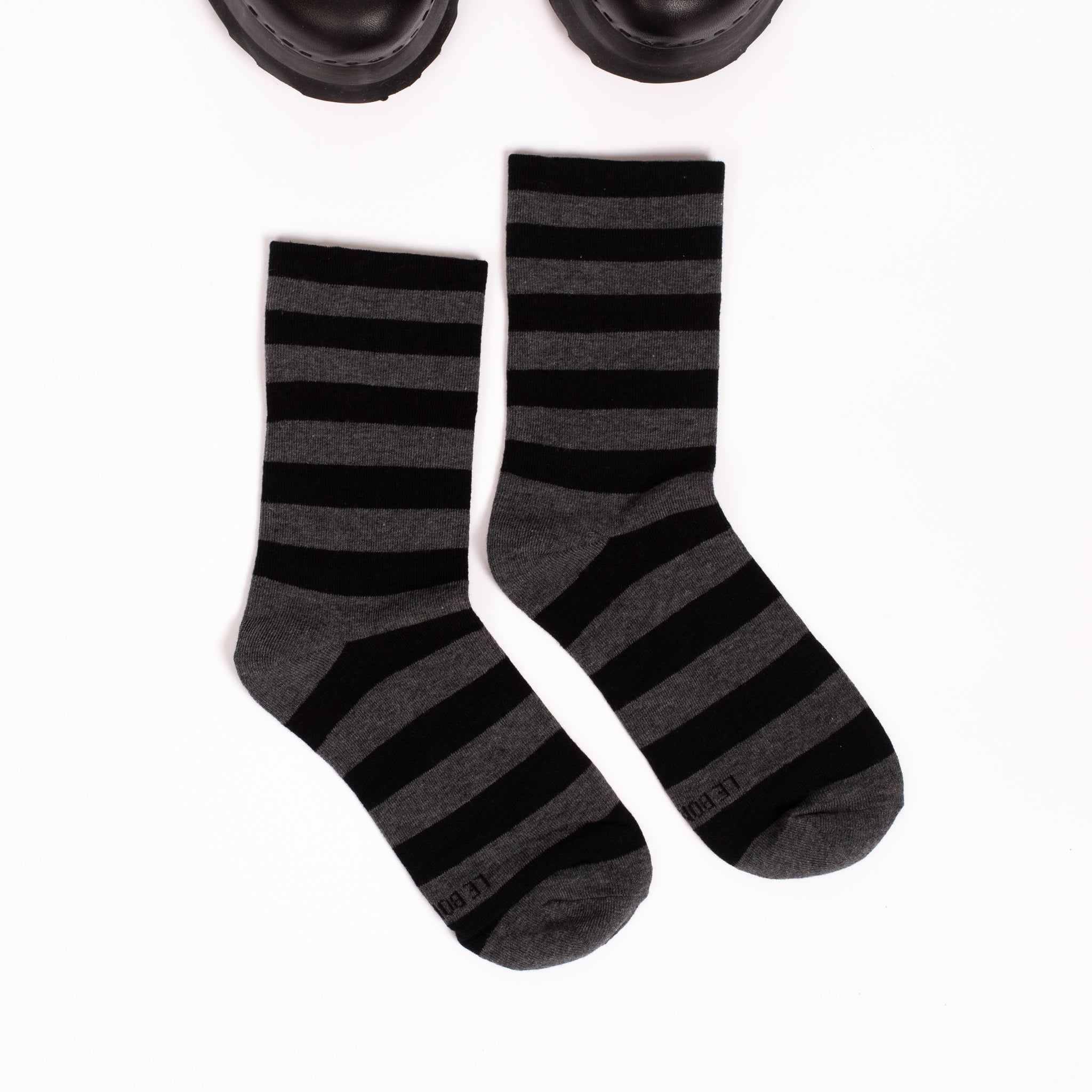 Wally Socks in Charcoal Stripe